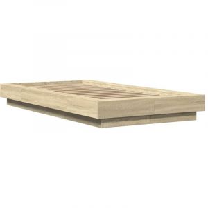 VidaXL Cadre de lit avec lumières LED chêne sonoma 90x190 cm, meuble de chambre à coucher, sommier, lit de palette, lit, lit simple, lit avec LED