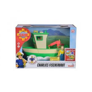 Simba Toys Sam le pompier - coffret bateau de peche de charlie - avec grue et treuil fonctionnels - figurine accessoires - set jouet + carte