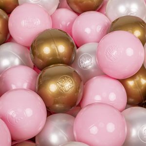 300 ? 7Cm Balles Colorées Plastique Pour Piscine Enfant Bébé Fabriqué En eu, Rose Poudré/Perle/Or - rose poudré/perle/or - Kiddymoon