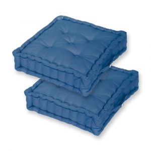 Coussin de sol lot de 2 - 60 x 60 cm Bleu Petrole - Bleu