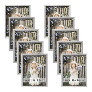 WOLTU 10x Cadre Photo 18x24cm Cadre en Bois et Verre décoration Maison Artos Style Argent BR9667sb-10
