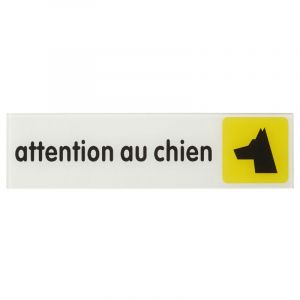 THIRARD Plaque de signalisation Attention au chien, plexiglass adhésif, 170x45mm