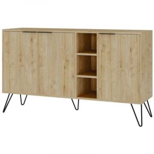 Buffet Perseus, Buffet du salon, Commode de salon, Garde-manger de cuisine, 142x36h83 cm, Chêne