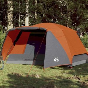 VidaXL Tente de camping et porche 4 personnes gris orange imperméable
