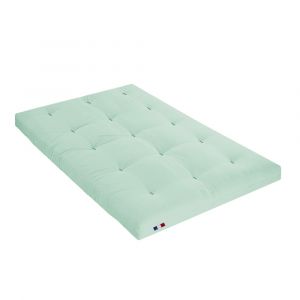 Matelas futon coton et fibres recyclés vert céladon 140x190