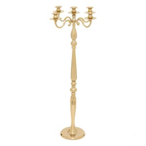 Atmosphera Table de fêtes Bougeoir Chandelier 5 têtes en métal Doré H 98 cm - Feeric Christmas