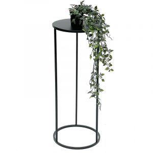 Tabouret pour fleurs M&eacute;tal Noir Rond 70 cm Support pour fleurs Table d'appoint 96316 l Colonne pour fleurs Moderne Support pour plantes Tabouret pour