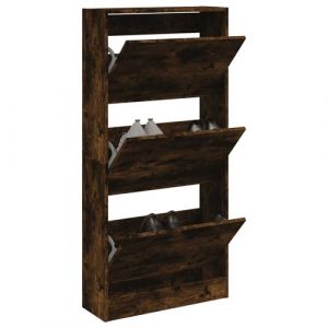 VidaXL Armoire à Chaussures, Étagère à Chaussures avec 3 Tiroirs, Meuble à Chaussures avec Rangement Entrée Couloir, Chêne Fumé Bois d'Ingénierie