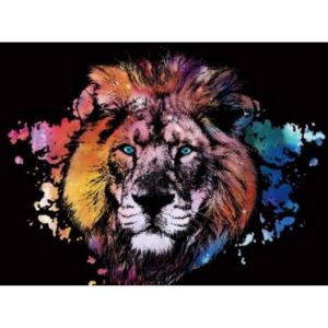 Peinture &agrave; gratter : Lion color&eacute;