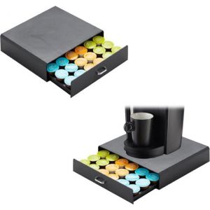 BRASQ Porte-capsules pour capsules Dolce Gusto - Bo&icirc;te de rangement avec tiroir - 30 tasses - Porte-tasses &agrave; caf&eacute; Noir
