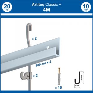 Newly Pack cimaises Gallery + 4 mètres - Alu - 9 mm