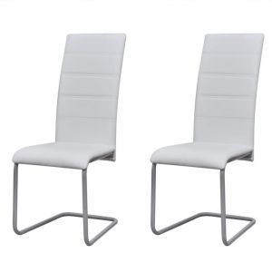 VidaXL Chaises de salle à manger cantilever 2 pcs Blanc Similicuir