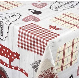 Venilia Nappe Country Linge de Table Toile cir&eacute;e Maintenance r&eacute;duite hydrophobes, Polyester, PVC, carr&eacute;, x 140 cm, 55054, 140 x 140 cm