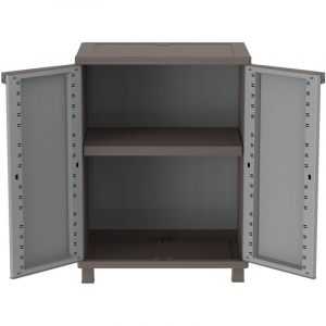 Terry Jrattan Rattan 68 Armoire d'Intérieur et d'Extérieur à Effet Rotin, 1 Étagère Réglable, Gris, 68X37,5X91,5 cm