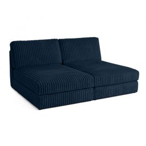 Jasper - canap&eacute; modulable 3 places - en fausse fourrure c&ocirc;tel&eacute;e - Bleu