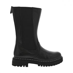 Mustang Bottes FEMME en cuir grainé à bout patiné noir à semelle plateforme à talon décroché moyen et à soufflets élastiqués