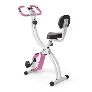 Ultrasport F-Bike 200B, vélo d'entraînement, vélo d'appartement pliable, avec dossier, ordinateur d'entraînement LCD,poids maximum 110 kg,mesure fréquence Cardiaque,8 niveaux résistance, Rosé/Blanc
