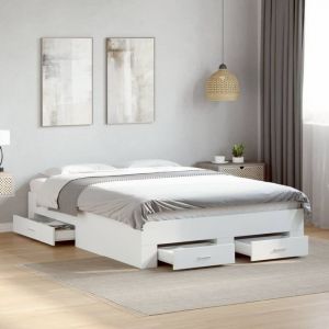VidaXL Cadre de lit avec tiroirs blanc 140x190cm bois d'ingénierie