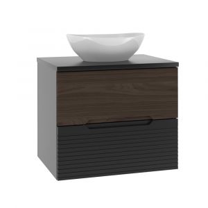 Meuble simple vasque 60cm Sylla Noir et bois