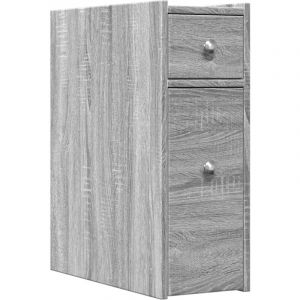 VidaXL Armoire De Salle De Bain Étroite Avec Roulettes Sonoma Gris
