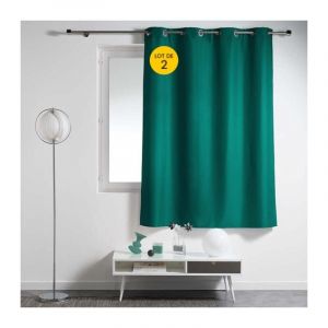 Lot de 2 rideaux petite hauteur 140 x 180 cm Polyester Essentiel Emeraude