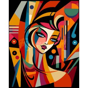 Figured'Art Peinture par Num&eacute;ro Adulte avec Cadre Femme abstraite style Picasso - Activit&eacute; Manuelle Kit de Loisir Cr&eacute;atif DIY Num&eacute;ro d'Art Complet - 40x50cm toile tendue sur ch&acirc;ssis