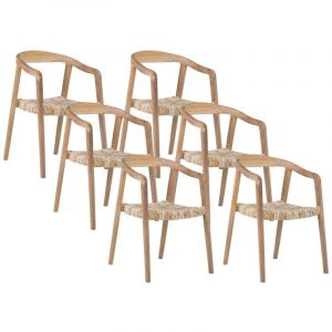 Lot de 6 chaises avec accoudoirs en teck - Naturel clair - JUNARIA