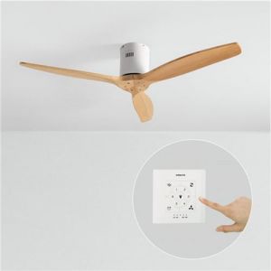 Ventilateur de plafond WIND CALM NATURAL WOOD 40W silencieux 100% bois - 6 vitesses