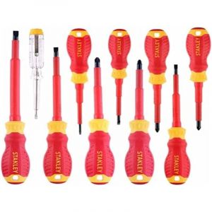 Stanley STHT60032-0 Tournevis isol&eacute;s VDE (plats+PZ+PH+testeur), jeu de 10 pieces