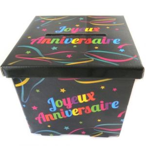 Les Tr&eacute;sors de Lily [P1099 - Urne 'Joyeux Anniversaire' Noir Multicolore - 21x21x19.5 cm