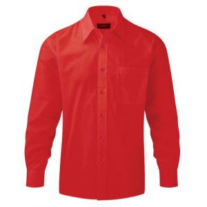 Russell Chemise à manches longues en popeline Collection pour homme (L) (Rouge) - UTBC1027