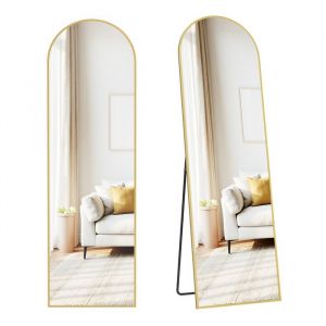 Songmics Miroir Int&eacute;gral, 150 x 40 cm, Miroir Arqu&eacute; sur Pied, &agrave; Poser au Sol, Cadre en Alliage d&rsquo;Aluminium, Verre Tremp&eacute;, pour Chambre, Salon, Dressing, Dor&eacute;