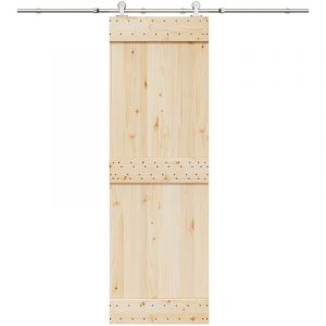 VidaXL Kit fixation porte coulissante 200 cm Acier inoxydable Argent&eacute;, quincaillerie de porte coulissante, galet de porte 4009698