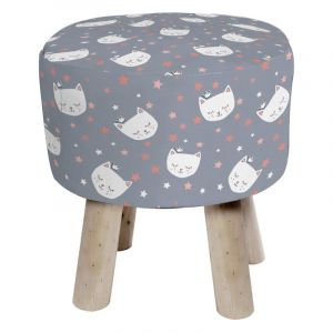 Image de Tabouret Enfant Imprimé "Mimi Chat" 36cm Gris Prix