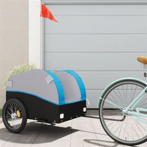 VidaXL Remorque de vélo noir et bleu 45 kg fer