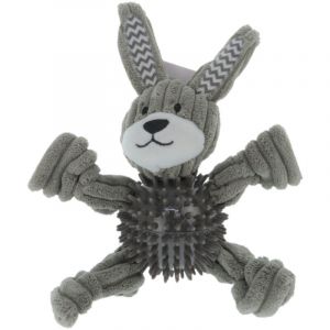 Flamingo Jouet lapin Gommy gris, avec balle picots TPR, 25 cm, pour chien