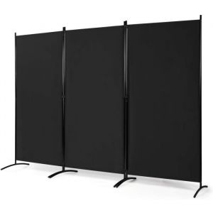 Costway - Paravent sur Pied 3 Panneaux Pliable,Brise Vue,Cloison de S&eacute;paration Pi&egrave;ce Prot&eacute;ger Priv&eacute;e, 260 x 183 cm Noir