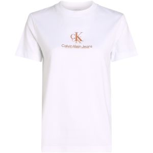 Calvin Klein T-Shirt Manches Courtes Femme Shadow Graphic Tee Regular Fit, Blanc (Brilliant White), S