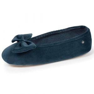 Isotoner Chaussons ballerines Femme Grand Nœud Bleu canard