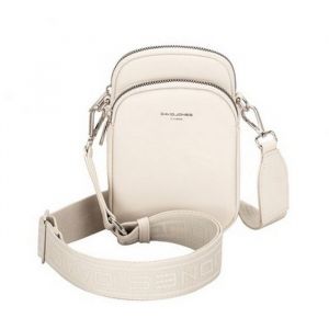 David Jones Sac Bandoulière Téléphone Portable - Petite Sacoche Femme Mini Pochette Nylon Porté Epaule Ville Voyage Sport - Blanc