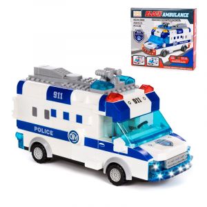 Dam Fourgonnette de police avec lumi&egrave;res et effets sonores. &Agrave; construire, 48 pi&egrave;ces.
