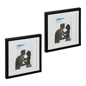Relaxdays Cadre Photo, Lot de 2, 25x25 cm, Format Portrait ou Paysage, à accrocher ou Poser, Passe-Partout, Noir