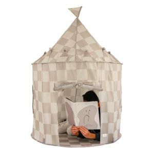 3 Sprouts Tente de jeu en tissu recyclé Damier beige