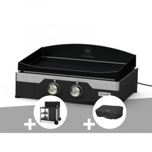 Le Marquier Plancha &eacute;lectrique allure 260 duo 60 x 40 cm + desserte + housse