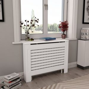 VidaXL Cache-radiateur Blanc 112x19x81,5 cm MDF