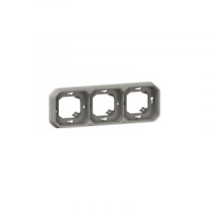 Legrand Support plaque &eacute;tanche pour montage encastr&eacute; 3 postes horizontaux ou verticaux Plexo - gris - Gris