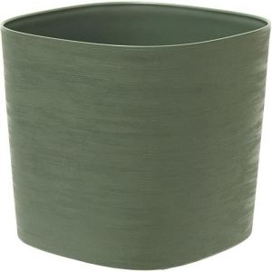 Garden id Pot Avec Réserve D'Eau Respect - Vert De Gris 25 X 25 Cm - 100% Déchets Ménagers - 100% Recyclable - Surface Structurée.