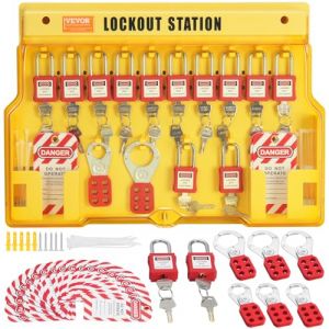 VEVOR Kit d'étiquetage de verrouillage électrique, 60 pcs, station de consignation et d'étiquetage de sécurité avec cadenas, moraillon, étiquette, attache en nylon, pour industrie, pouvoir électrique