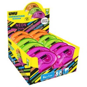 Image de UHU Roller de correction Mini 5mm x 6m Neon translucide - Pack 10 + 2 OFFERTS