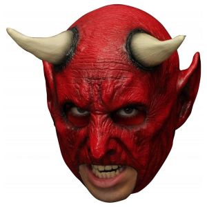 Ruedelafete Masque Démon rouge cornu bouche apparente